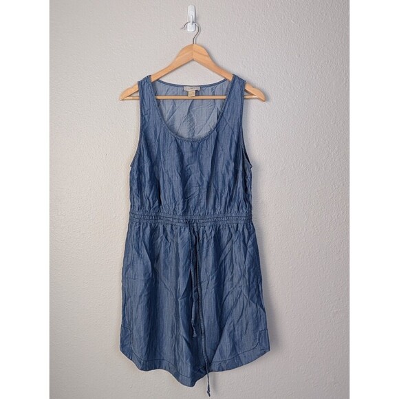 Ann Taylor Loft Lyocell Chambray Sleeveless Dress Large - Picture 1 of 6